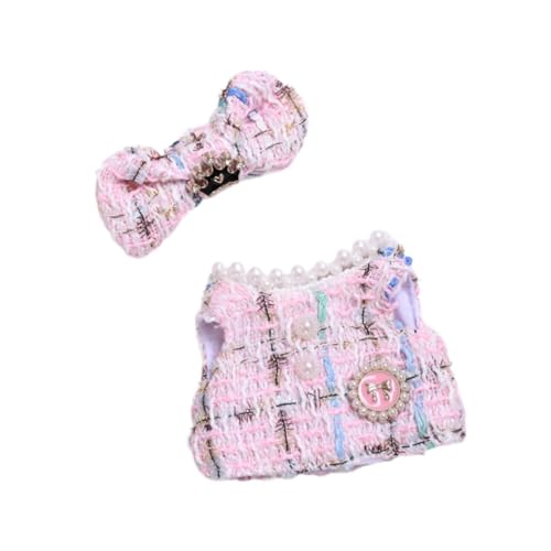 2 Stück Modepuppenkleid Und Schleife Haarnadel Kostüm Zubehör, Miniatur Kleidung Outfits für 15–17 cm Puppen Thanksgiving Geschenke, Rosa von Generic