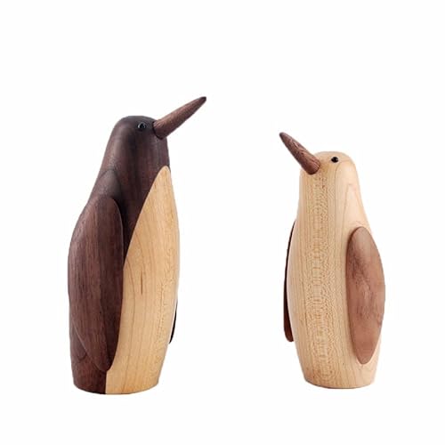 2 Stück Set European Cute Dada Holz Kleine Pinguin Auto Home Dekoration Crafts Solid Holz Dekoration Geburtstag Geschenk Ornament von Generic