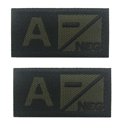 2 Stück Taktische Blutgruppe Ersatz für einen negativen NEG Patch bestickt Klettverschluss Militär Abzeichen Medic Erste Hilfe Tasche Emblem Patch (Ersatz für ein Negativ) von Generic