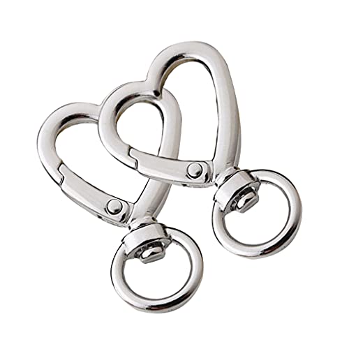 2 Stück Taschenzubehör Handtaschen Verschlüsse Griff Herzform Karabiner Metall Swivel Silber 41mm von Generic