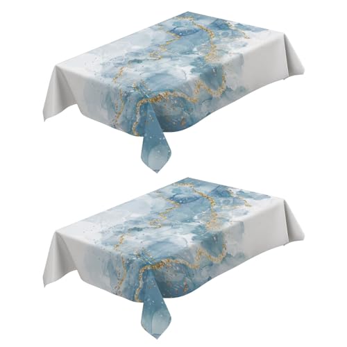 2 Stück Tischdecke Abwaschbar Marmor 140x220 cm Tischdecke Geburtstag Abwischbar Partytischdecke, Tischdecke Outdoor Wetterfest für Zuhause und Außenbereich von Generic