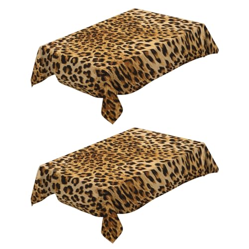 Generic 2 Stück Tischtuch Leopardenmuster 140x240 cm Wasserdicht Tischdecken, Rechteckige Tischdecke Party Deko Tischdecke Abendessen Tischdekoration Pflegeleicht Waschbar von Generic