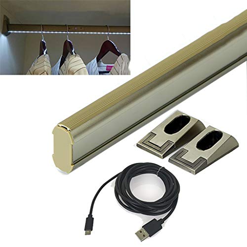 2-in-1-Kleiderstange zum Aufhängen von Kleidung, Kleiderstange mit integrierter LED-Beleuchtung, Betrieb mit Lithiumbatterie, Kleiderstange aus Aluminium (Größe: 1150 mm) von Generic