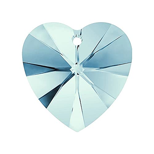 2 stk Swarovski-Elemente Anhänger - Herz (6228), Aquamarin, 10.3x10mm (SWAROVSKI ELEMENTS pendant - heart (6228), aquamarine, 10,3x) von Generic