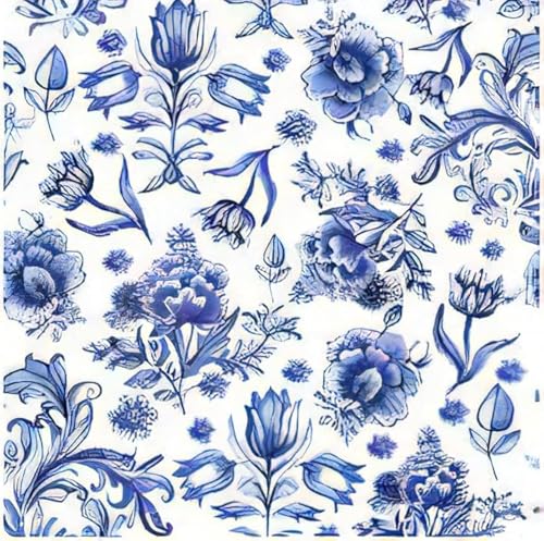 20 Stück 6,5 blaue Blumen-Servietten für Decoupage – Chinoiserie dekorative Servietten mit hübschem Blumen-Design – perfekt für Vatertagskünstler von Generic