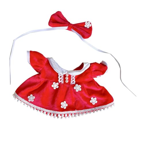 20 cm Puppenkleidung, 20 cm Plüschpuppenkleidung,Kleine Puppenkleidungskostüme - Gefüllte Puppen-Outfit-Kleidung, Weihnachts-Themenkleid für Plüschpuppe, kleines Puppenzubehör-Kleid von Generic