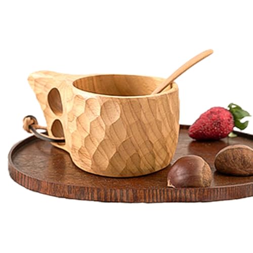 200 ml Kuksa-Becher aus Holz, Holzbecher mit Lederband | nordics Camp Becher für Kaffee, Tee, Milch – perfekter tragbarer Becher für Outdoor-Abenteuer von Generic