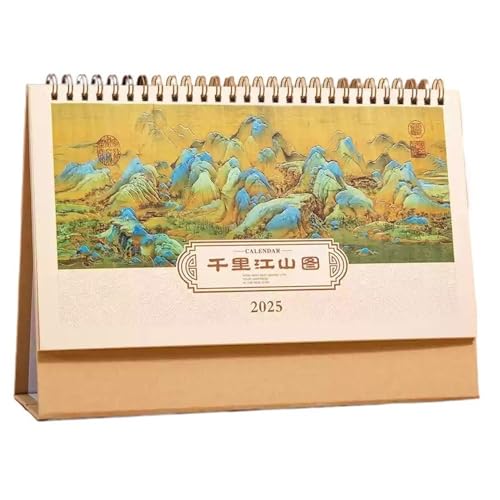 2025 Vintage Stil Schreibtisch Kalender Desktop Büro Kalender Planer Notizblock Kalender Kreative Chinesischen Stil Kalender Desktop Dekoration Geschenke(D) von Generic