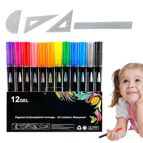 24 Doppelzeilige Glitzerstifte - Lightstick Textmarker, Doppelzeilenmarker | Bunte Fluoreszierende Stifte, Marker Stifte für Kunsthandwerk Projekte, Grußkarten von Generic