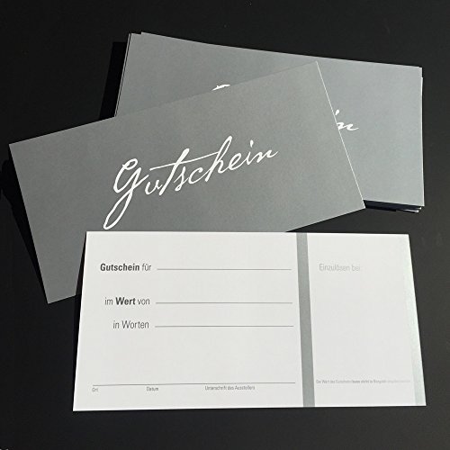 25 Gutscheine Gutscheinkarten Geschenkgutscheine – edel neutral Silber von Generic