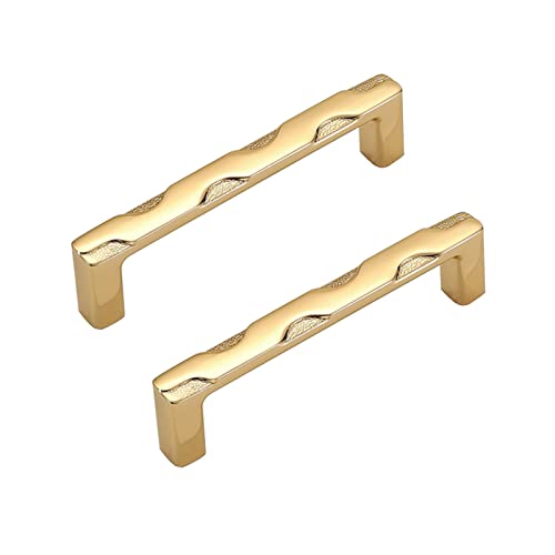 2er-Pack Schrankgriffe aus Zinklegierung, Schranktürgriffe, Möbelknöpfe, bogenförmiger Griff mit Schrauben, Kleiderschrank-Schubladengriffe, Gold, Lochabstand 128 mm von Generic