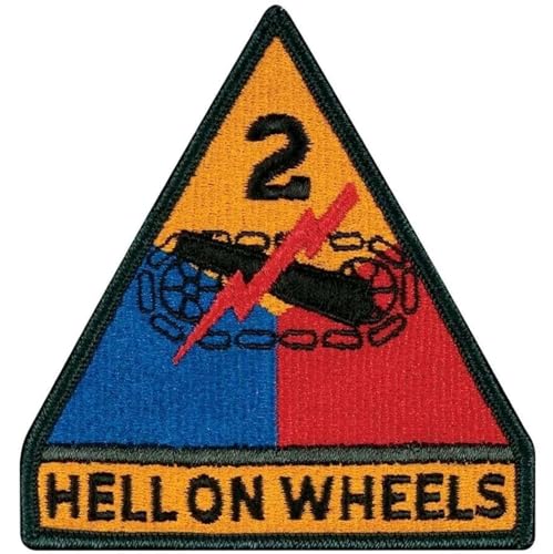 2nd Armored Division Hell on Wheels Patch (9,5 cm) US Army Full Color Military Armed Forces DIY WW2 Embroidered Iron / Sew-on Badge Costume Patches von Generic