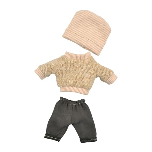 3 Stücke 16 cm Plüsch Puppe Kleidung Hoodie Hut Hosen Set Kostüm für Neujahrsgeschenke von Generic