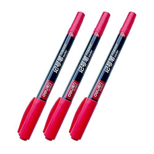 3 wasserdichte permanente Doppelspitze 0,5/1,0 mm Feder rot Kunst Marker Student Schule Büro Schreibwaren von Generic