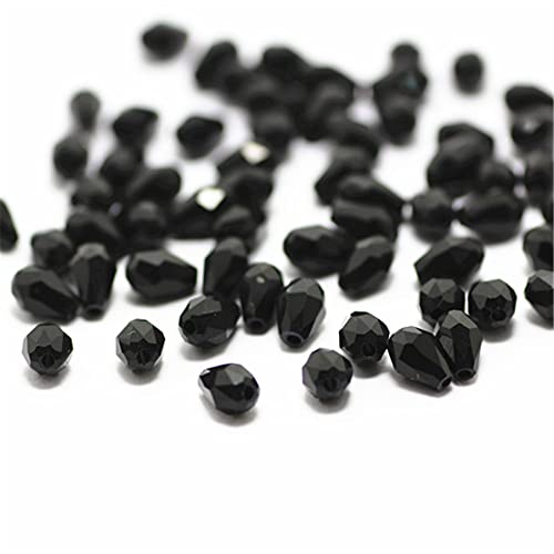 3 x 5 mm 480 Stück tropfenförmige Kristallperlen bunte Glasperlen für Schmuck, Perlenbedarf, Handarbeit, Basteln, Perlen, Armbänder, Halsketten, Ohrringe, Schmuck (schwarz) von Generic