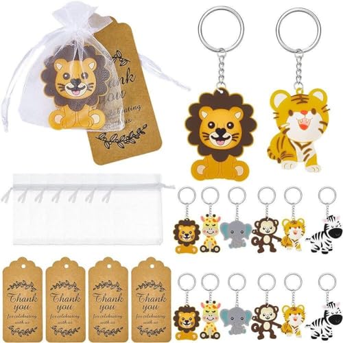 30 Sets Dschungeltiere Schlüsselanhänger Mini-tieranhänger Bunter Schlüsselanhänger Anhänger Zoo-thema Partytaschenfüller Rucksack-schlüsselanhänger von Generic