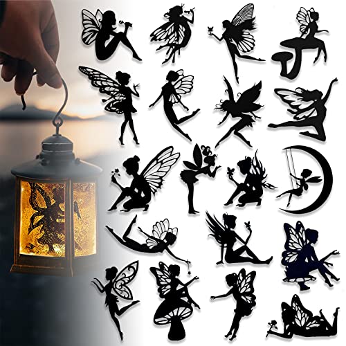 34 Stück lasergeschnittene Pappe Feen Scrapbook Fairy Silhouetten Fairy Cutouts Fairy Die Cuts für Laternengläser Wandmalerei Scrapbook Fenster Glas und Telefone Dekoration von Generic