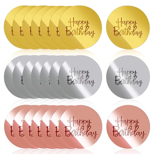 36 Stück Online Celebrity Acryl Cake Toppers Happy Birthday Cupcake Toppers Runder Spiegel Happy Birthday Kuchen Disc Acryl Cupcake Topper Charms Für DIY Geburtstag Party Dekoration von Generic