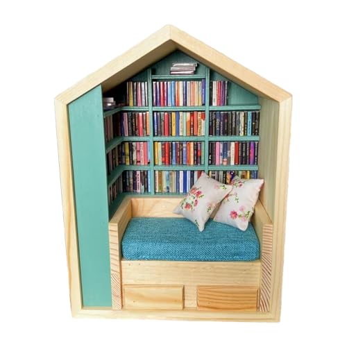 3D-Buchecke, Miniatur Buchecken-Set, 3D-Puzzle-Buchecke, kleines 3D-Haus, handgefertigt, Bibliothek, Tiny World Inside Wood, Dekoration aus Holz, kleine Buchhandlung für und Mädchen von Generic