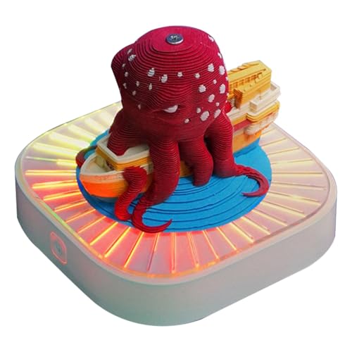 3D-Desktop-Kalender 2025 – 3D-Kalender 2025, Notizblock-Kalender Mit Oktopus-Ornament | Kreativer Zeitstückkalender, 3D-Notizblockkalender 2025, Kalenderskulptur von Generic