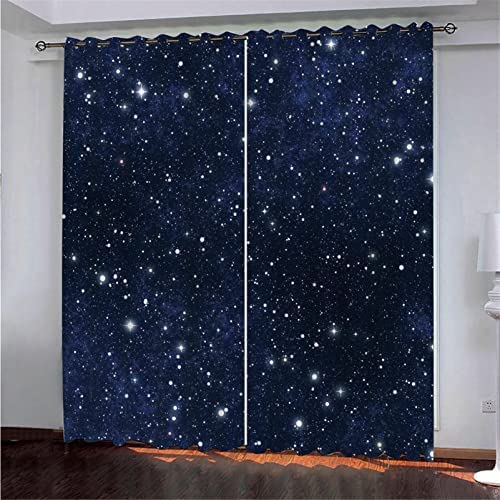 3D Gedruckte Fensterverdunkelung Sternenhimmel Universum Sterne 2 Vorhänge Mit Ösen Für Schlafzimmer Wohnzimmer Kinderzimmer, Verdunkelungsvorhänge/Uv-Schutz/Schalldämmung 220(B) X215(H) cm von Generic