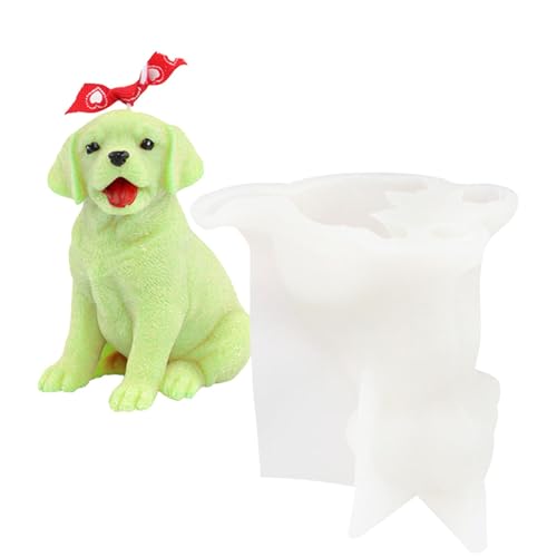 3D-Hunde-Kerzenformen – niedliche kleine Golden Retriever-Seifenformen – Kerzen-Silikonformen zur Herstellung von Kerzen, Harzornamenten, Gipsdekoration, weicher Keramik, Seife von Generic