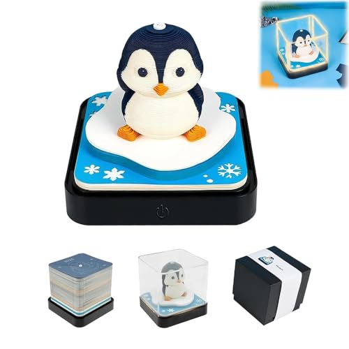 3D Kalender 2025, 3D Pinguin Tischkalender Notizblock mit Licht, 3D Kalender Abreißen 2025, Geschenke für Frauen Männer, Kalender 2024 2025, Desktop Deko für für Schule Home Office (Pinguin) von Generic