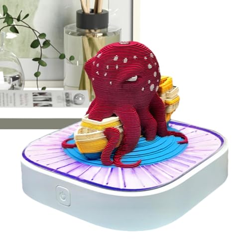 3D Kalender 2025 | Kreativkalender Octopus Memopad | Kreativer Zeitplan | Kreativer Zeitplan | 3D Notizblock Kalender Kalender 2025 Skulptur Oktopus Kalender Skulptur von Generic