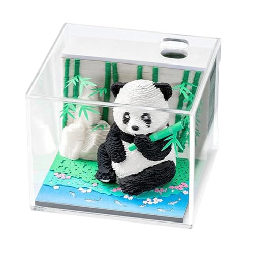 3D Kalender Abreißen 2025 3D-Notizblock Tischkalender-Notizblock mit Licht 3D Panda-Wochenkalender mit Stifthalter 3D-Kunst Kreatives Papierskulptur-Bastel-DIY-Geschenk (Panda) von Generic