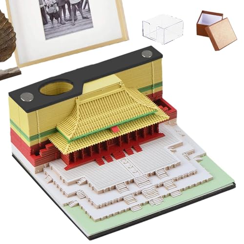 3D-Papier-Kunst-Notizblock, Papierskulptur-Modell, Notizblock mit Stifthalter-Design, Dekoration für den Schreibtisch mit Stiftgabel, Haftnotizbuch Creati von Generic