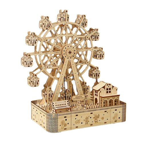 3D Puzzle Holz Riesenrad, 28,8 x 24 x 14 cm, DIY Musik Modellbau Modellbausatz Bausatz Holzpuzzle Holzbausatz Magic Magicholz für 7-14 (Ferris Wheel) von Generic