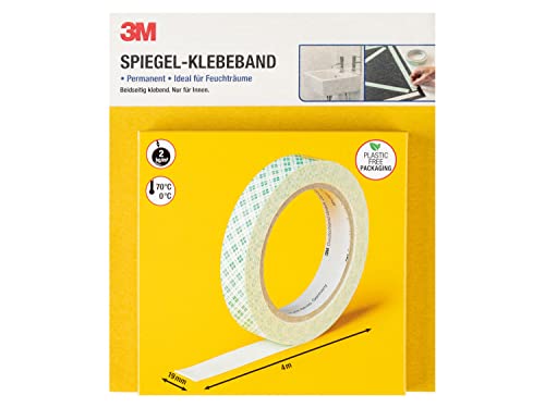 3M Spiegel Klebeband - 4 Meter, Permanent, ideal für Feuchträume - beidseitig klebend von Generic