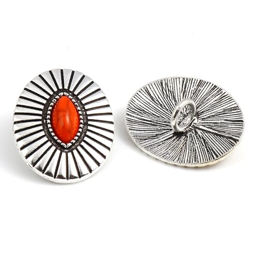 3PCS Metallknopf Antik Silber Farbe Geometrisch Geschnitzte Knöpfe Handwerk DIY Mantel Kleidung Nähzubehör(Orange) von Generic