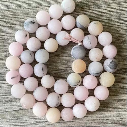 4–12 mm Matte natürliche Edelstein-Achatperlen, runde lose Perlen zur Schmuckherstellung, 15 Zoll, Rosa Opal, 12 mm von Generic