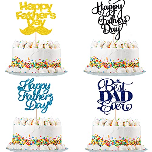 4 Stück Happy Father's Day Cake Topper Cupcake Topper für Vatertag Party Kuchen Dekorationen, Vatertag Papa Geburtstag Cupcake Dekor Party Supplies for Father Thema Dekoration von Generic