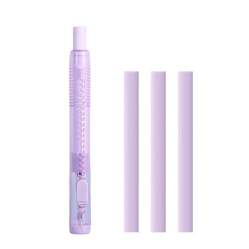 4 Stück Kreativer Radiergummi in Form eines mechanischen Stifts, einziehbarer Radiergummi aus Gummi für die Schule, einziehbarer mechanischer Radierstift, inklusive Radiergummi für (Purple, One Size) von Generic