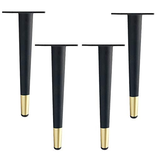 4 Stück Moderne Möbelbeine aus Metall, 10 72 cm Länge, Ersatzfüße für Couch/Schrank/Stuhl/Schreibtisch/Hocker, Schwarz-Gold-Finish, verstellbare Beine mit Schrauben, 10 cm/4 Zoll, schräger W von Generic