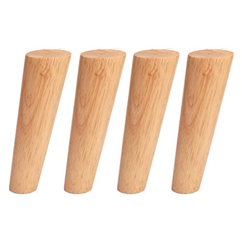 4 x Möbelbeine, Tischbeine, Sofabeine aus Holz, Bankbeine, Ersatzbeine, Gummibaumholz, konische Holzbeine, für Schrank, Schlafsofa, inklusive Zubehör (25 cm) von Generic