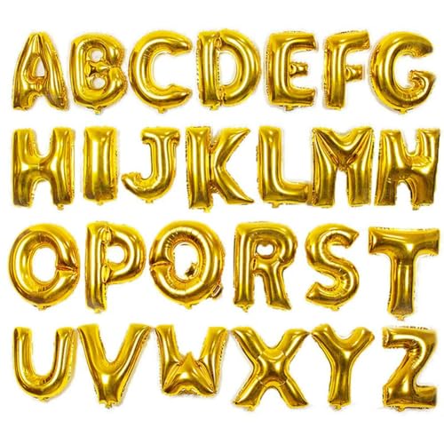 40cm, 60cm und 100cm Folien Ballons Buchstabe Air Helium Alphabet Ballon Figuren -gold-N,100cm von Generic