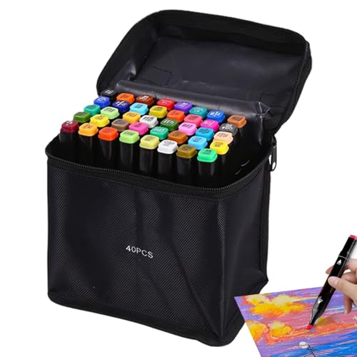 40pcs Art Marker Kit-Doppelspitzen-Malvorlagen, Touch-Set | Smooth Alkoholmarkierer für Malerei, Designprojekte und Kunstklassenarbeit verfügt über eine stilvolle Aufbewahrungstasche für Reis 40pcs Art Marker Kit-Doppelspitzen-Malvorlagen, Touch-Set | Smooth Alkoholmarkierer für Malerei, Designprojekte und Kunstklassenarbeit verfügt über eine stilvolle Aufbewahrungstasche für Reis von Generic