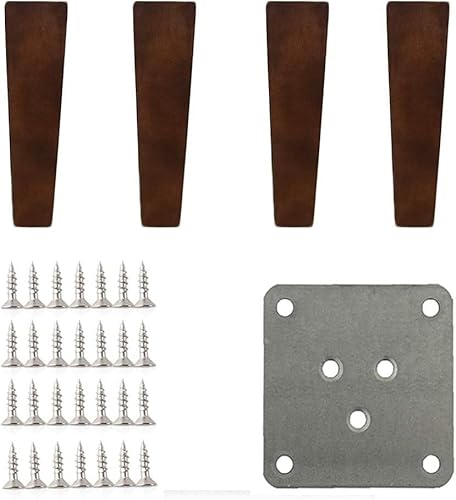 4Er-Pack Möbelbeine Aus Eichenholz, Tischbeine, Ersatzbeine Für Hocker, Tv-Tische, Mit Schrauben, Dunkle Holzbeine, 10 cm von Generic