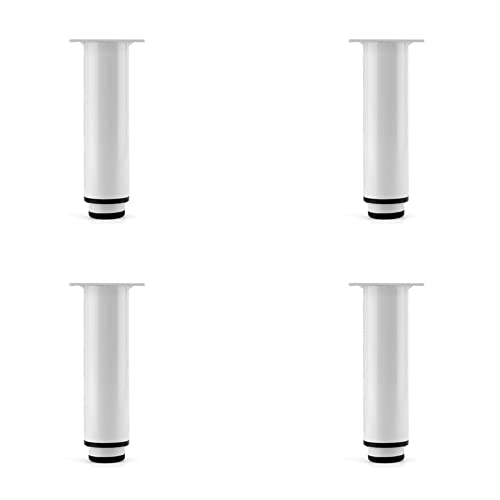 4Er-Set Möbelbeine, Runde Verstellbare Beine, Möbelfüße Aus Edelstahl, Bettfüße, Sofabeine, Tischbeine Aus Metall, Stützfüße, Kleiderschrankfüße, Für Schreibtisch, Weiß, 12 cm von Generic