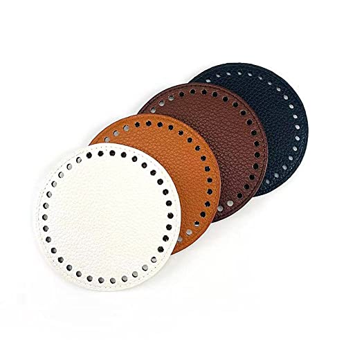 4Pcs 4 Farben Rund Taschenboden PU Leder Stricken Taschenboden Taschenboden Häkeln Baseshaper Taschenboden Kunstleder Handgewebte Tasche Pad Taschenboden Zum Häkeln Leder mit Löchern von Generic