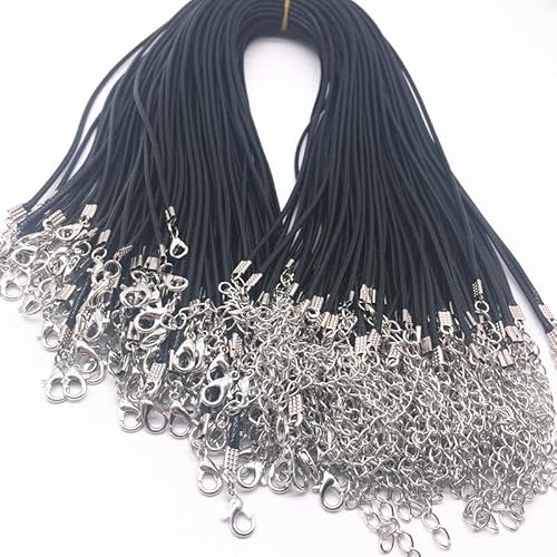 5 Stück 2 mm schwarzes Lederband Wachs Seil Kette Halskette Verlängerungskette Karabinerverschluss DIY Schmuck Zubehör Praktisch und geschickt von Generic