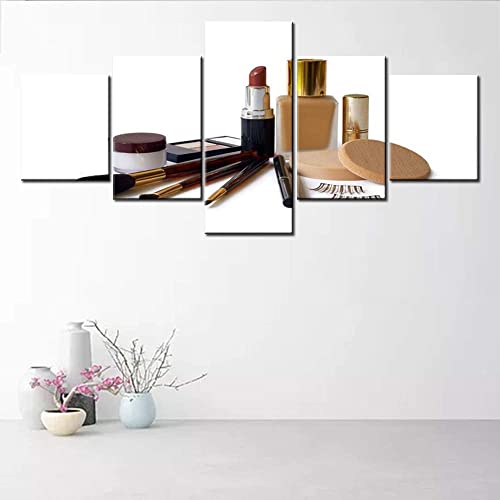 5 Stück Leinwand Wandkunst Schlafzimmer - Make-Up-Tools Für Den Schönheitssalon (Mit Rahmen 150 X 80 Cm) - Hd Drucke Modular 5 Bilder Wandkunst Wohnzimmer Schlafzimmer Home Decoration -62102196786367 von Generic