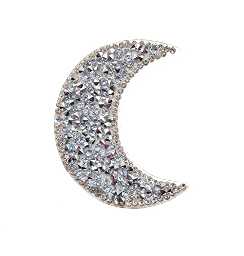 5 Stück Strass Kristall bestickt Mond Aufkleber Applikation Bügelbild Mond Abzeichen Bling (weiß) von Generic