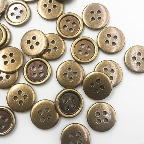 50/100 Stück bronzefarbene Kunststoffknöpfe, 12 mm, for Nähen, Basteln, 4 Löcher(100 pcs) von Generic