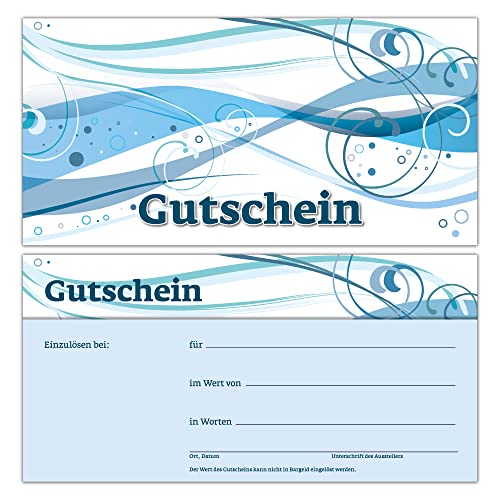 50 Gutscheine Gutscheinkarten Geschenkgutscheine – edel neutral Blautöne von Generic