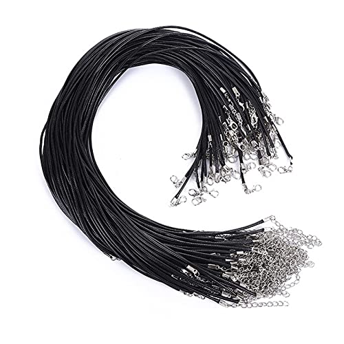 50 Pcs Damen Lederkette, Lederkette Anhänger Damen, Lederband Schwarz Kette, Lederband Kette Schwarz für Armbandherstellung Halsketten DIY Schmuckherstellung Zubehör, 45 cm(Schwarz) von BEEK