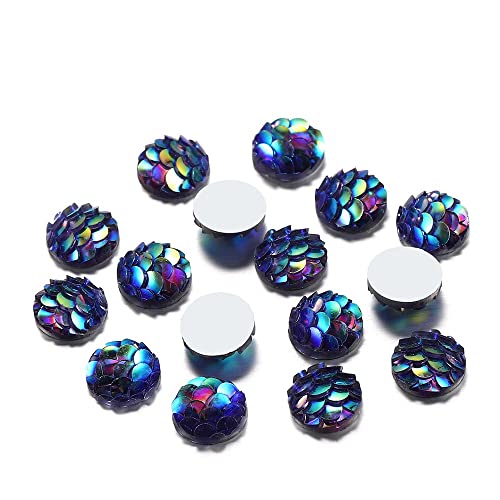 50 Stück 12 mm Stereoskopische Fischschuppen, Glas-Cabochons, Kristalle, flache S-Cabochons, DIY Schmuckherstellung, Andere Edelsteine von Generic